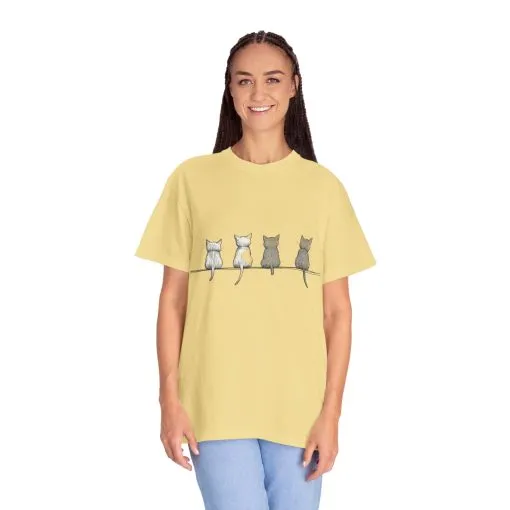 Cute Cat Sitting T-Shirt - Unisex Garment-Dyed Tee for Cat Lovers - Image 12