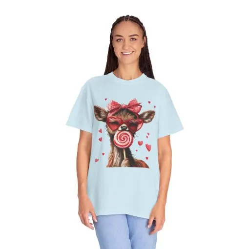 Cute Valentine’s Day Deer T-Shirt - Garment-Dyed Unisex Tee with Heart Design - Image 24