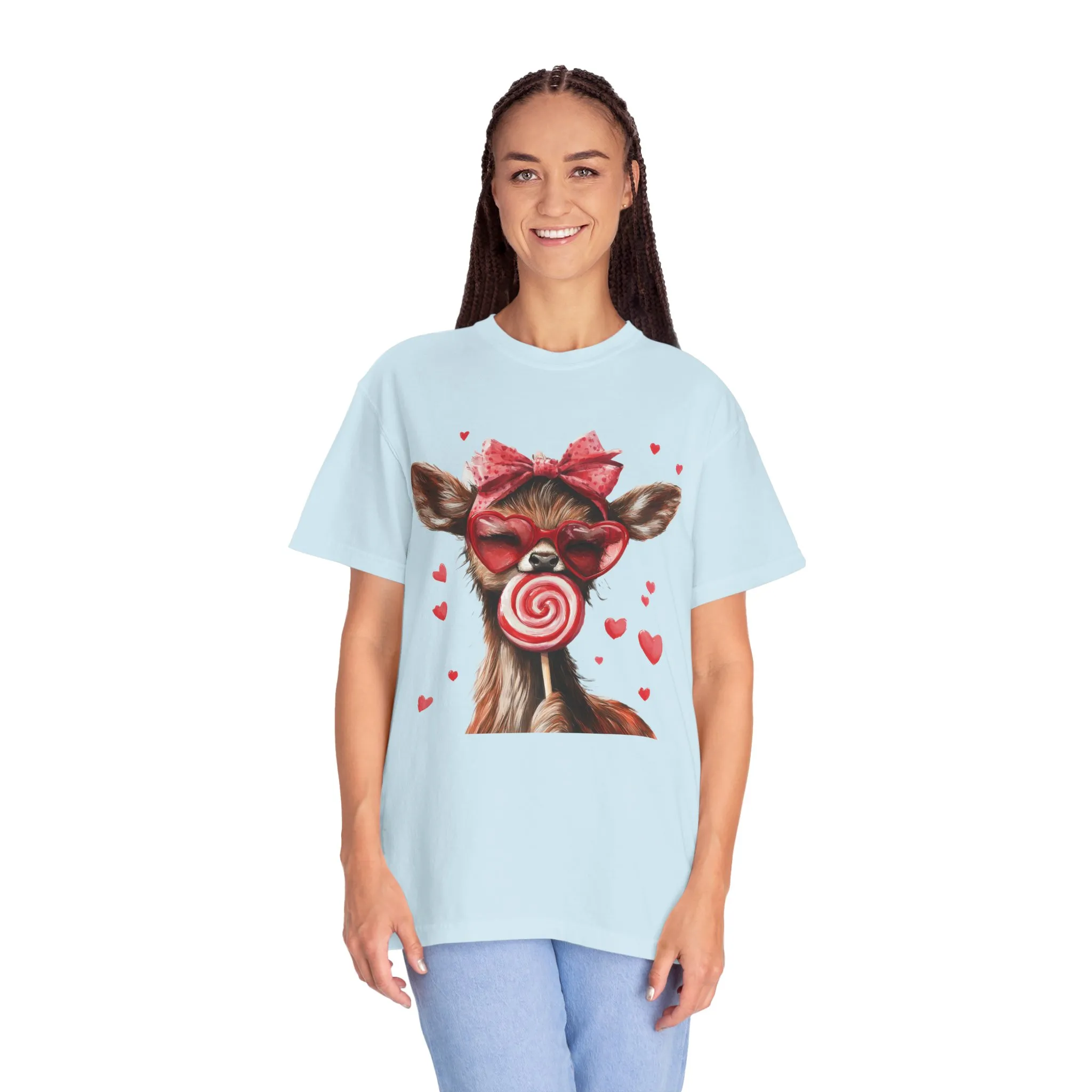 Cute Valentine’s Day Deer T-Shirt - Garment-Dyed Unisex Tee with Heart Design - Image 24