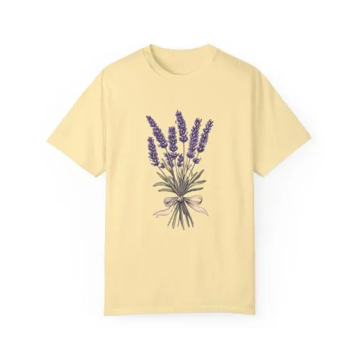 Lavender Bouquet Unisex Garment-Dyed T-Shirt - Nature-Inspired Tee for Relaxation and Everyday Comfort - Image 9