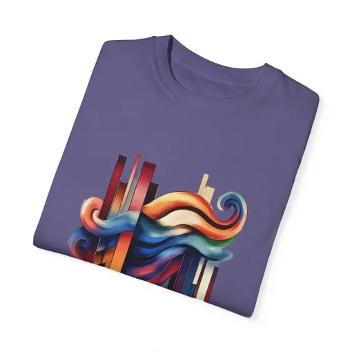 Colorful Abstract Art Unisex Garment-Dyed T-Shirt | Trendy Graphic Tee for Art Lovers - Image 34