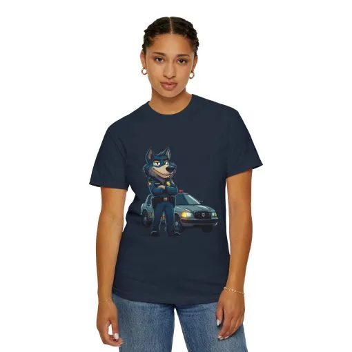 Cute Cartoon Police Dog T-Shirt - Unisex Garment-Dyed Tee - Image 44