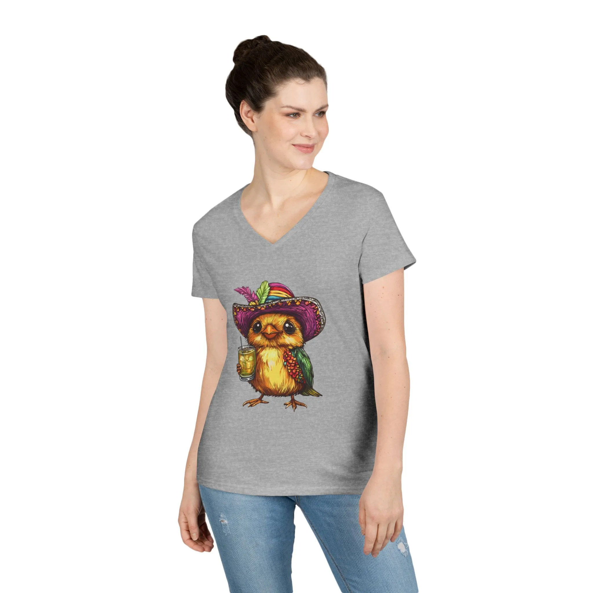Fun Party Owl V-Neck T-Shirt for Ladies - Image 6