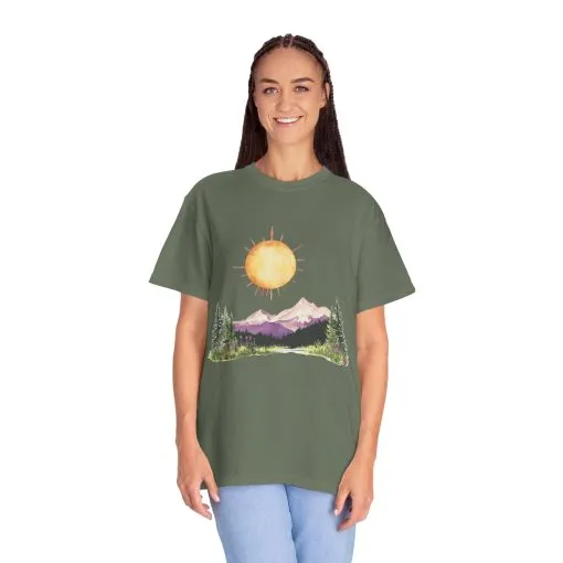 Sunrise Mountain Unisex T-shirt - Nature Lovers Tee - Image 20