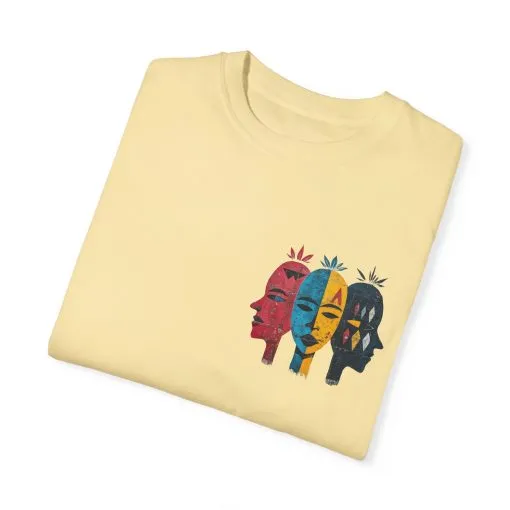 Vibrant Unisex Garment-Dyed T-Shirt with African Masks Design - Image 14