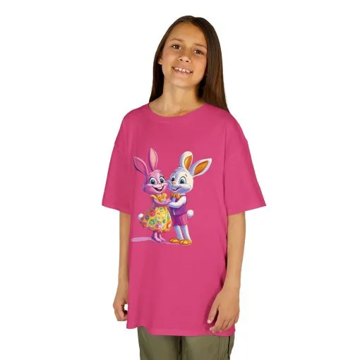 Cute Bunny Love Kids Heavy Cotton Tee - Adorable Cartoon Design for Spring Celebrations - Image 27