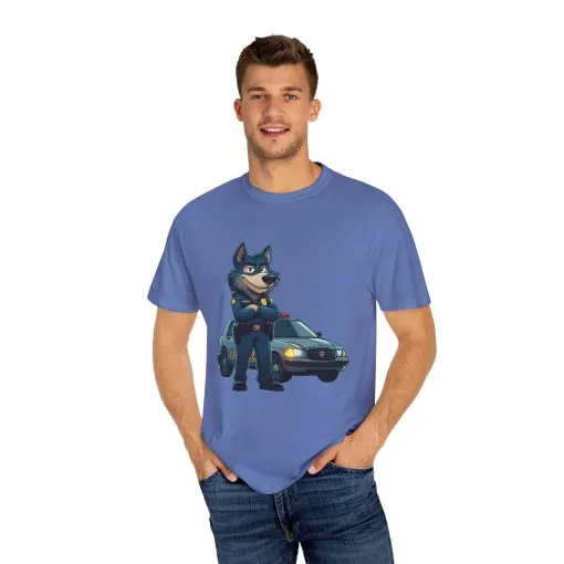 Cute Cartoon Police Dog T-Shirt - Unisex Garment-Dyed Tee - Image 19