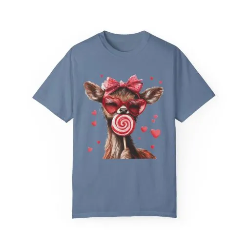 Cute Valentine’s Day Deer T-Shirt - Garment-Dyed Unisex Tee with Heart Design - Image 25