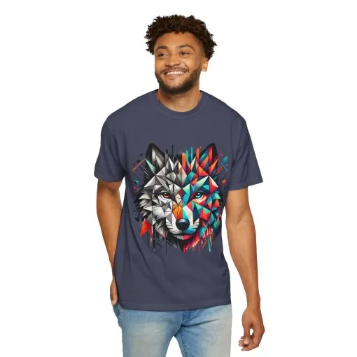 Vibrant Wolf Design Unisex Garment-Dyed T-Shirt - Colorful Art Tee - Image 4