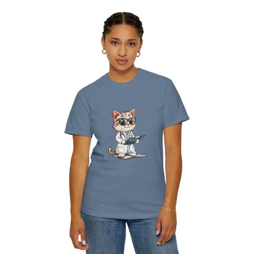 Funny Cat Doctor Unisex Garment-Dyed T-Shirt - Image 47