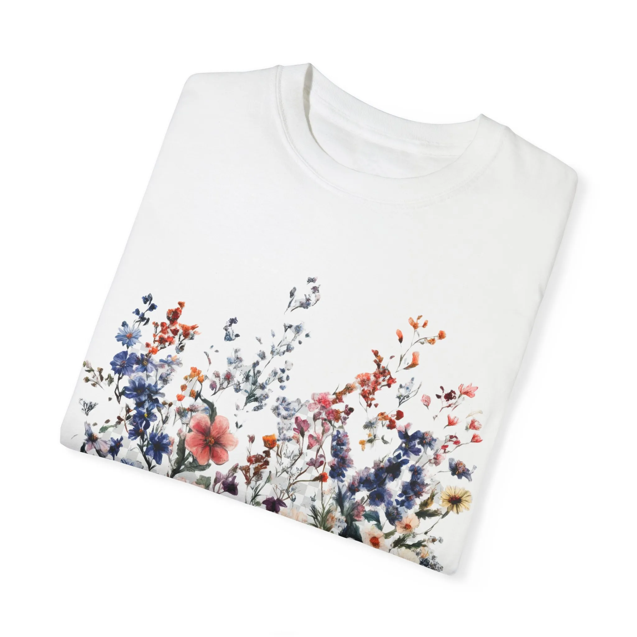Floral Garden Unisex Garment-Dyed T-Shirt - Nature-Inspired Design - Image 3
