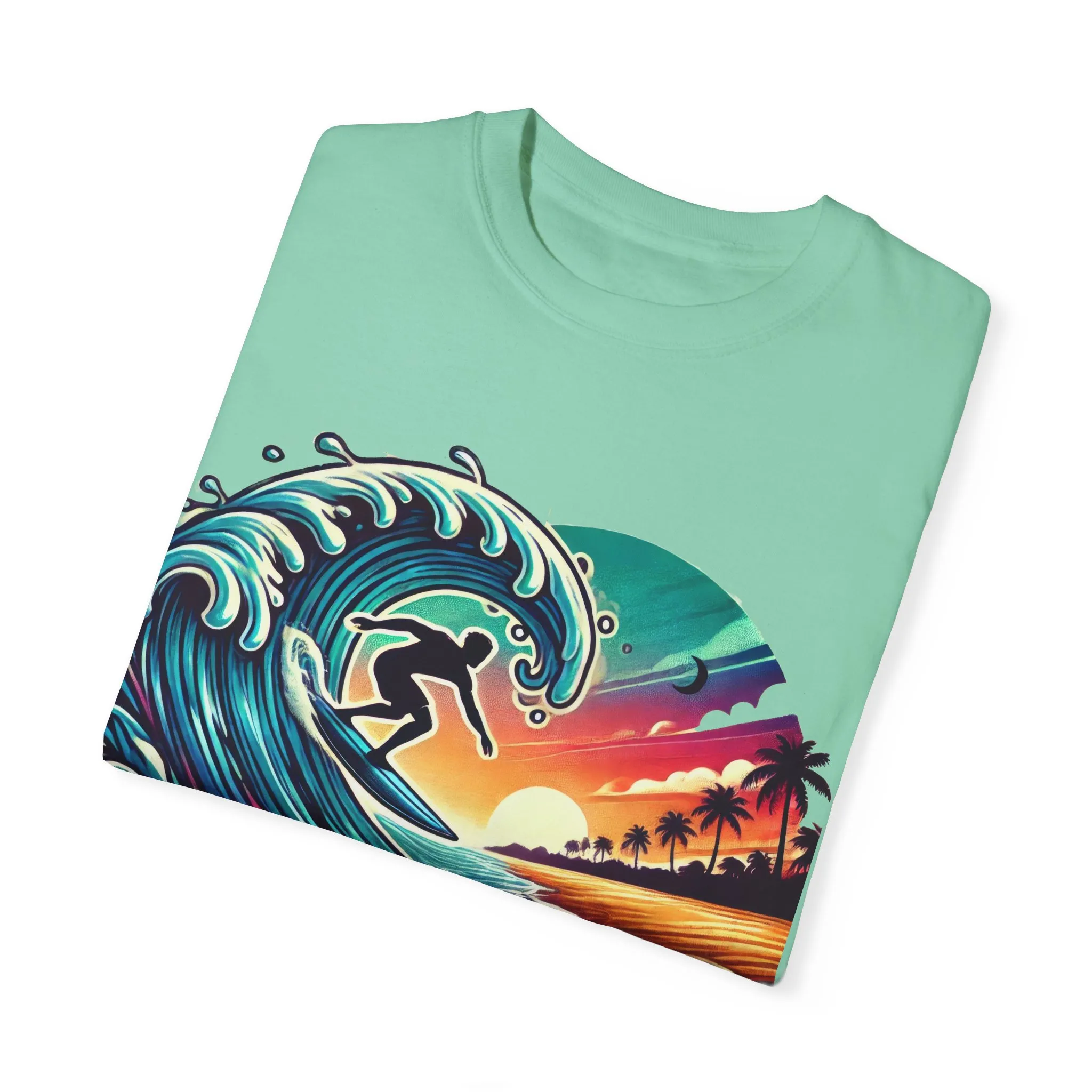 Ride the Tide Unisex Garment-Dyed T-shirt - Surfing Inspired Graphic Tee - Image 2
