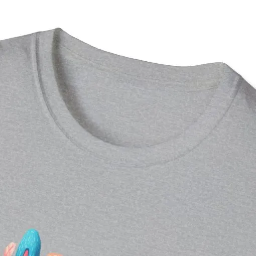 Happy Easter Unisex Softstyle T-Shirt - Fun Spring Bunny Design - Image 2