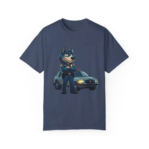 Cute Cartoon Police Dog T-Shirt - Unisex Garment-Dyed Tee - Image 33