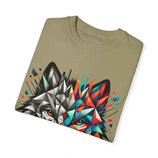 Vibrant Wolf Design Unisex Garment-Dyed T-Shirt - Colorful Art Tee - Image 9
