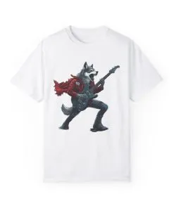 Rockin' Wolf Unisex Garment-Dyed T-Shirt - Perfect for Music Lovers