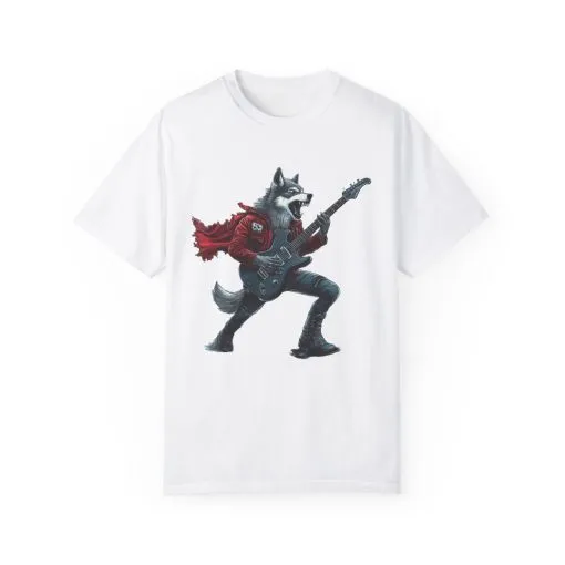 Rockin' Wolf Unisex Garment-Dyed T-Shirt - Perfect for Music Lovers