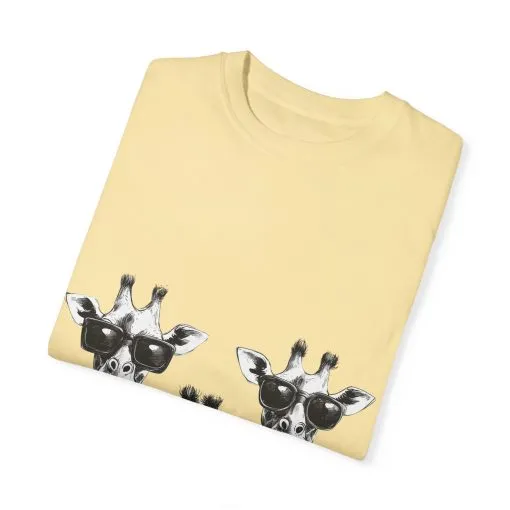 Cool Giraffe Sunglasses Unisex Garment-Dyed T-shirt - Image 10