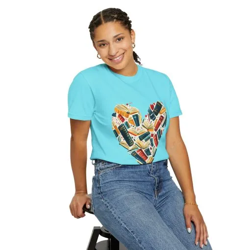 Book Lover's Heart Unisex Garment-Dyed T-Shirt - Image 20
