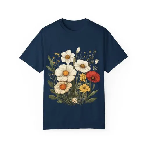 Floral Garden Unisex T-Shirt - Vintage Style Flower Design - Image 29
