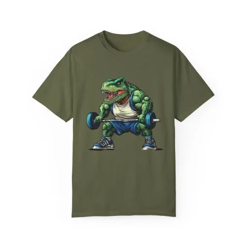 Gym Dinosaur Unisex Garment-Dyed T-Shirt - Fitness Tee for Workout Enthusiasts - Image 10
