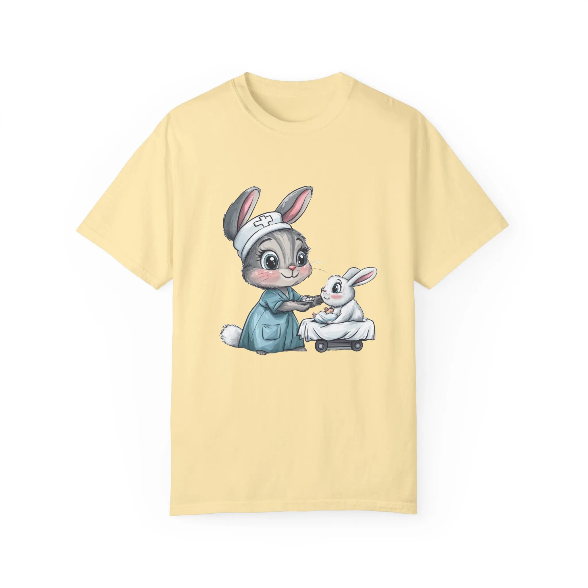 Cute Nurse Bunny Unisex Garment-Dyed T-Shirt - Image 11
