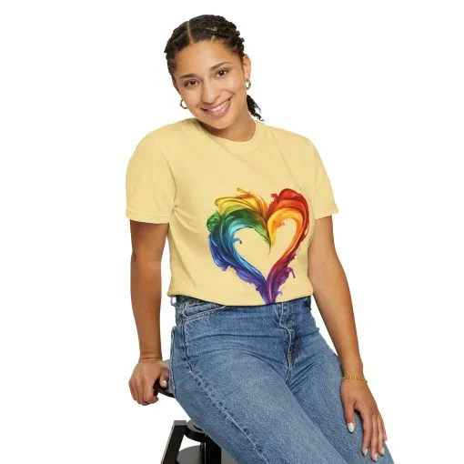 Pride Heart Unisex Garment-Dyed T-shirt - Colorful Rainbow Design for LGBTQ+ Celebration - Image 20