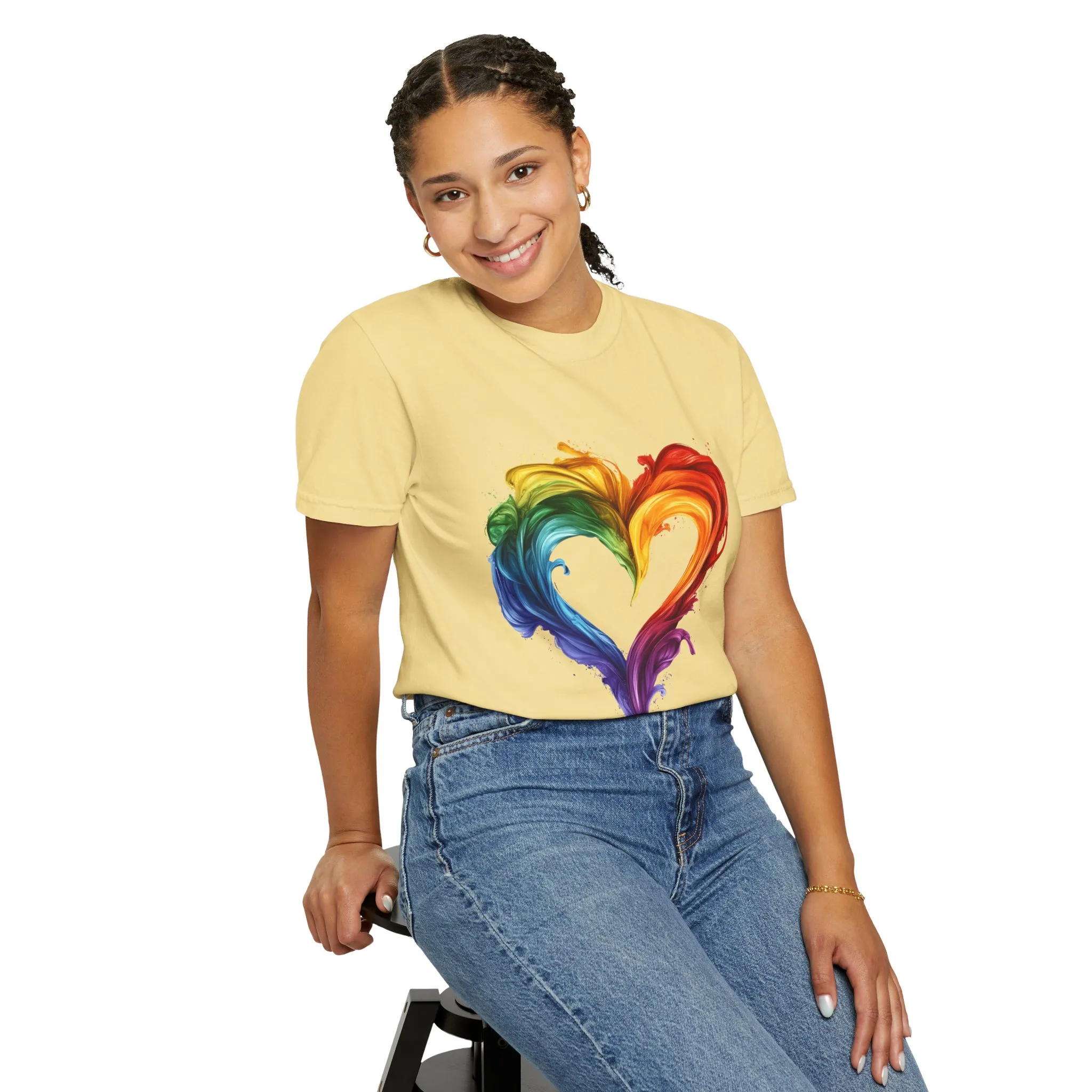 Pride Heart Unisex Garment-Dyed T-shirt - Colorful Rainbow Design for LGBTQ+ Celebration - Image 20