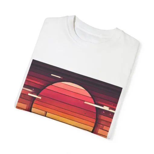 Retro Sunset Piano Unisex Garment-Dyed T-Shirt - Image 6