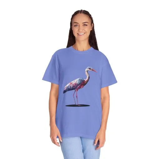 Geo Crane Unisex Garment-Dyed T-Shirt – Stylish Bird Graphic Tee for Nature Lovers - Image 23