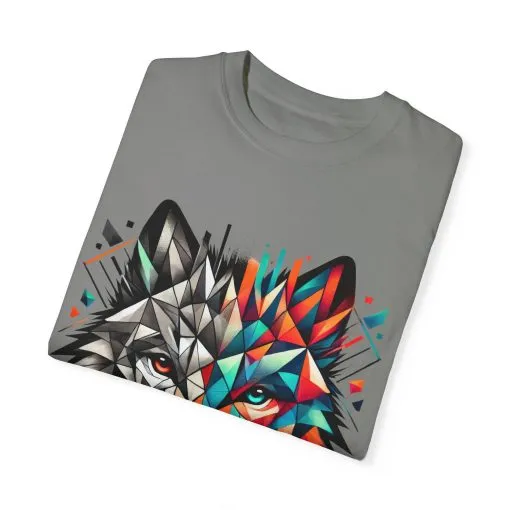 Vibrant Wolf Design Unisex Garment-Dyed T-Shirt - Colorful Art Tee - Image 21