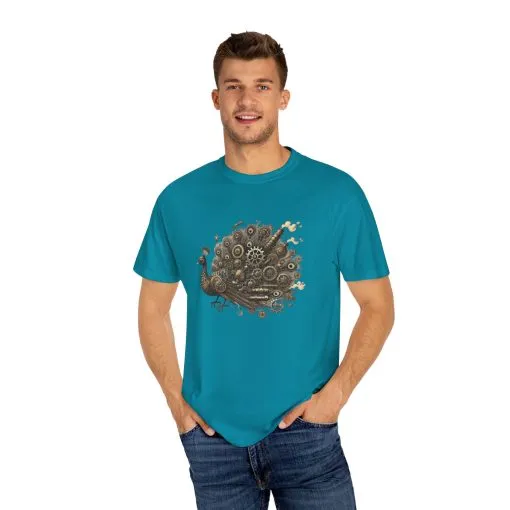 Steampunk Peacock Unisex Garment-Dyed T-Shirt - Image 27