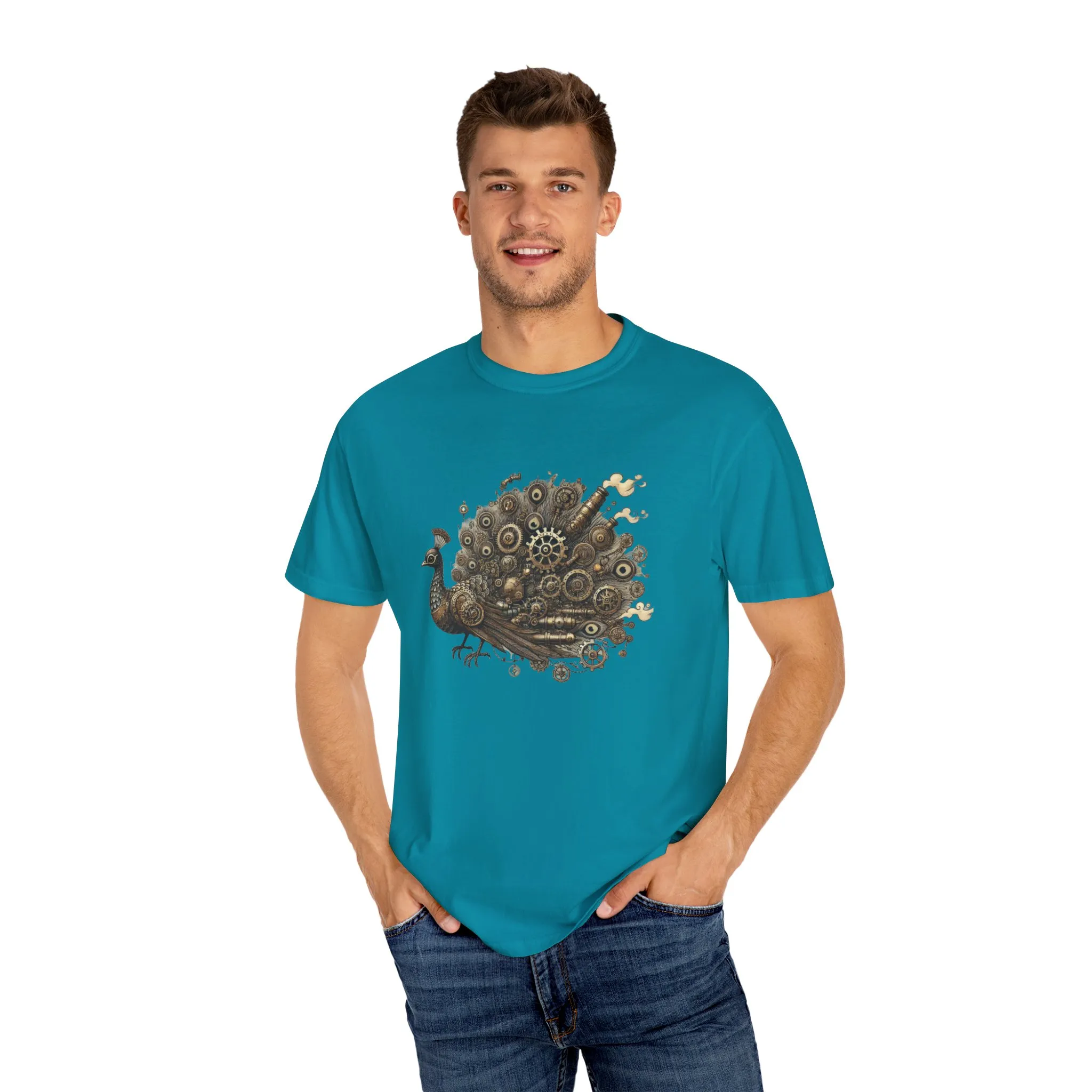 Steampunk Peacock Unisex Garment-Dyed T-Shirt - Image 27