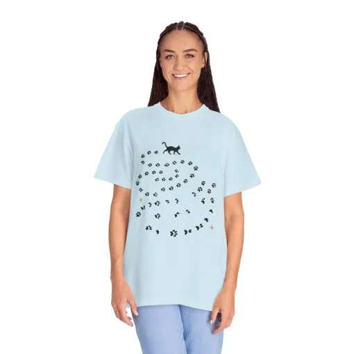 Whimsical Cat and Paw Print T-Shirt for Animal Lovers - Image 24