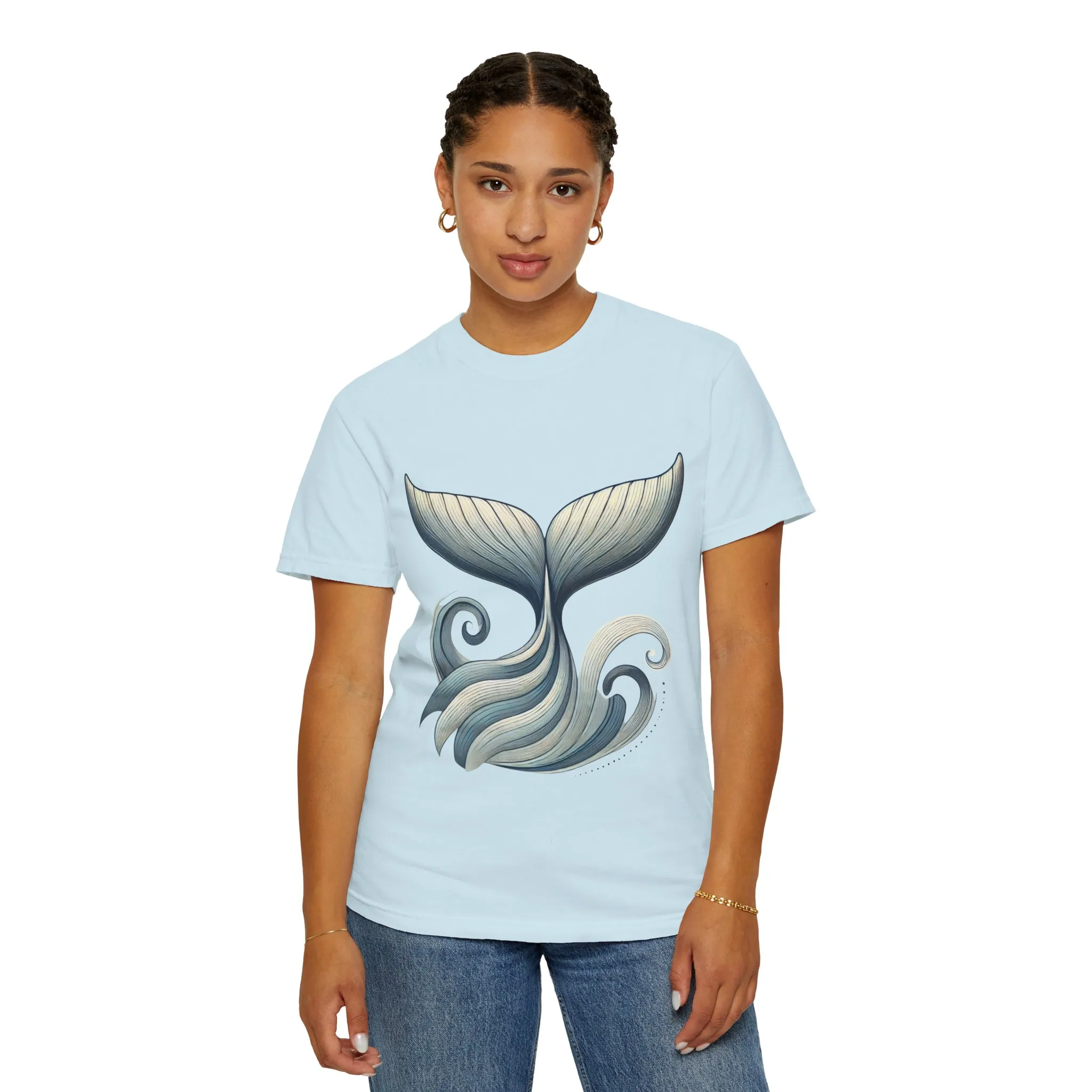 Whale Tail Garment-Dyed T-Shirt, Ocean-Inspired Design for Nature Lovers - Image 4
