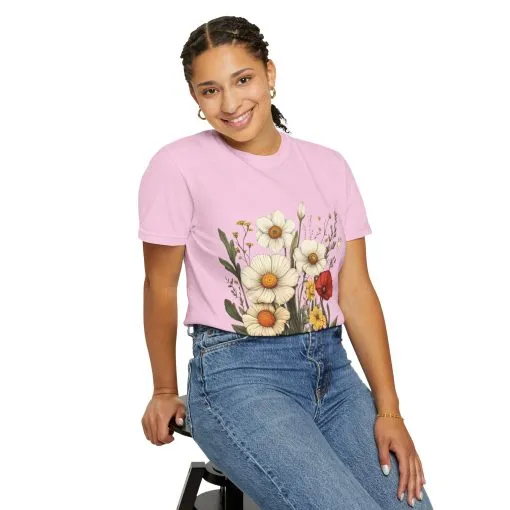 Floral Garden Unisex T-Shirt - Vintage Style Flower Design - Image 44