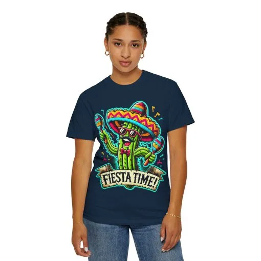 Fiesta Time Cactus T-Shirt - Unisex Garment-Dyed Tee for Celebration Lovers - Image 4