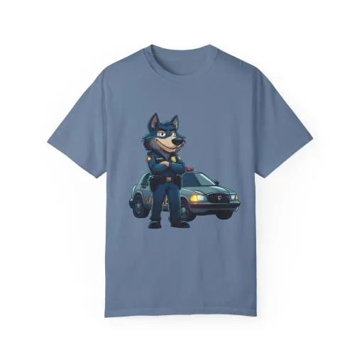 Cute Cartoon Police Dog T-Shirt - Unisex Garment-Dyed Tee - Image 13