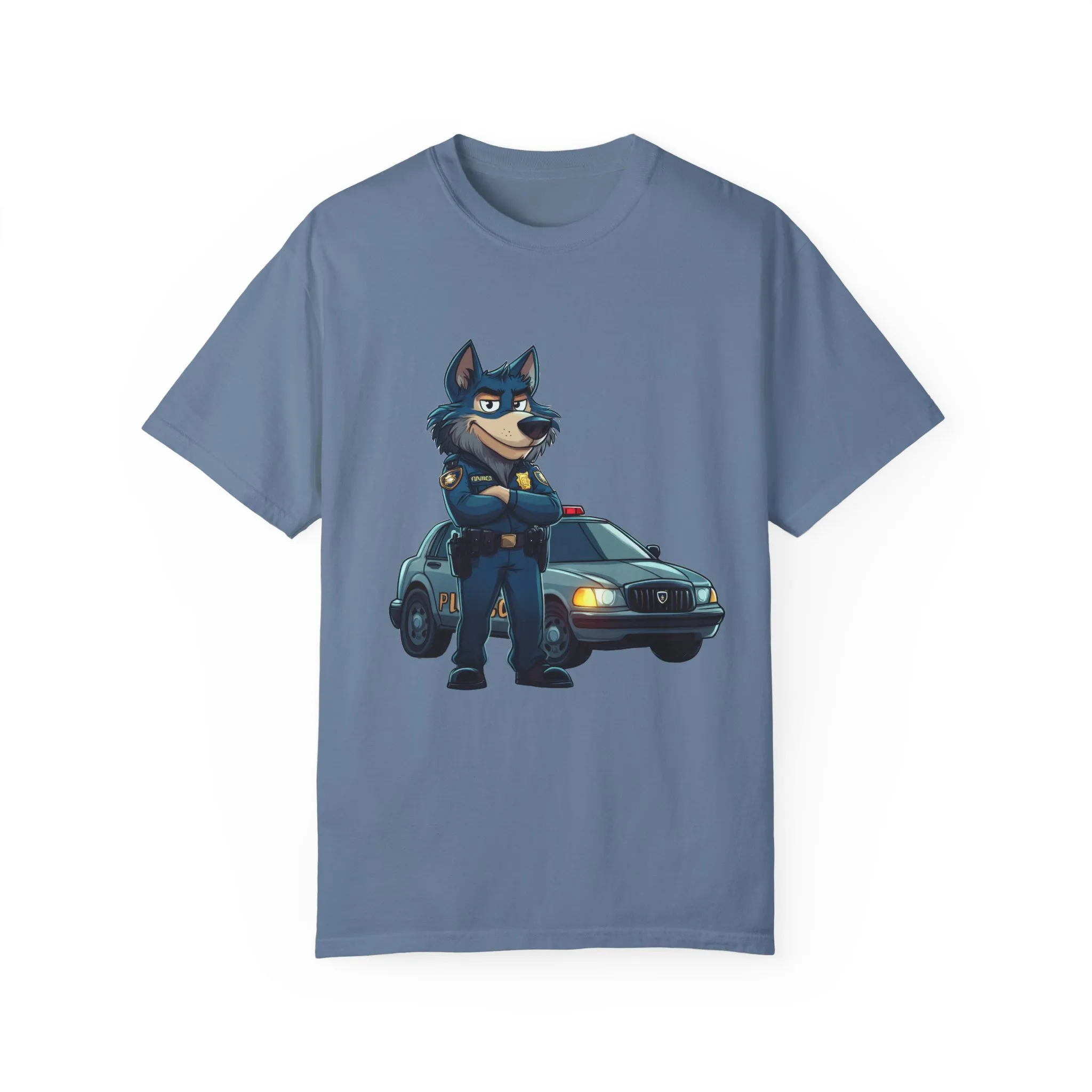 Cute Cartoon Police Dog T-Shirt - Unisex Garment-Dyed Tee - Image 13