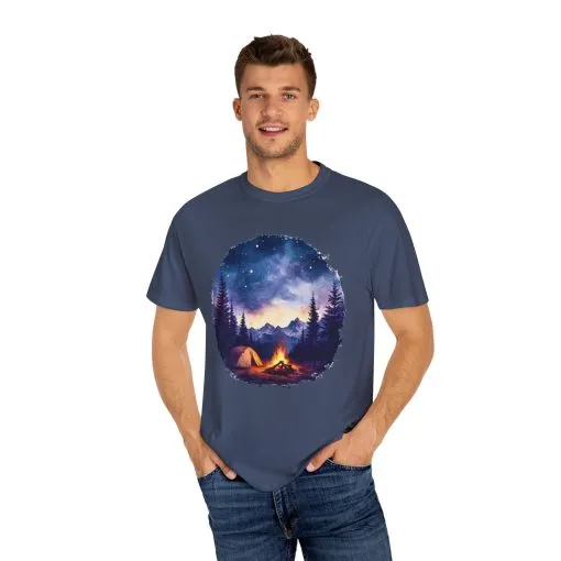 Campfire Night Sky Unisex Garment-Dyed T-Shirt - Image 3