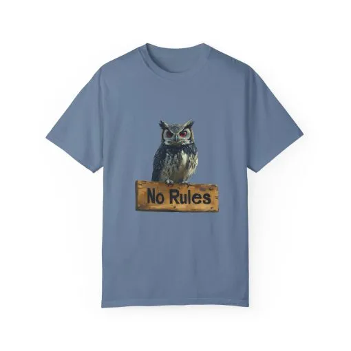 Funny Owl T-Shirt - "No Rules" Unisex Garment-Dyed Tee for Animal Lovers - Image 17