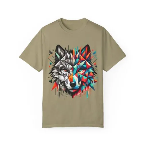 Vibrant Wolf Design Unisex Garment-Dyed T-Shirt - Colorful Art Tee - Image 8