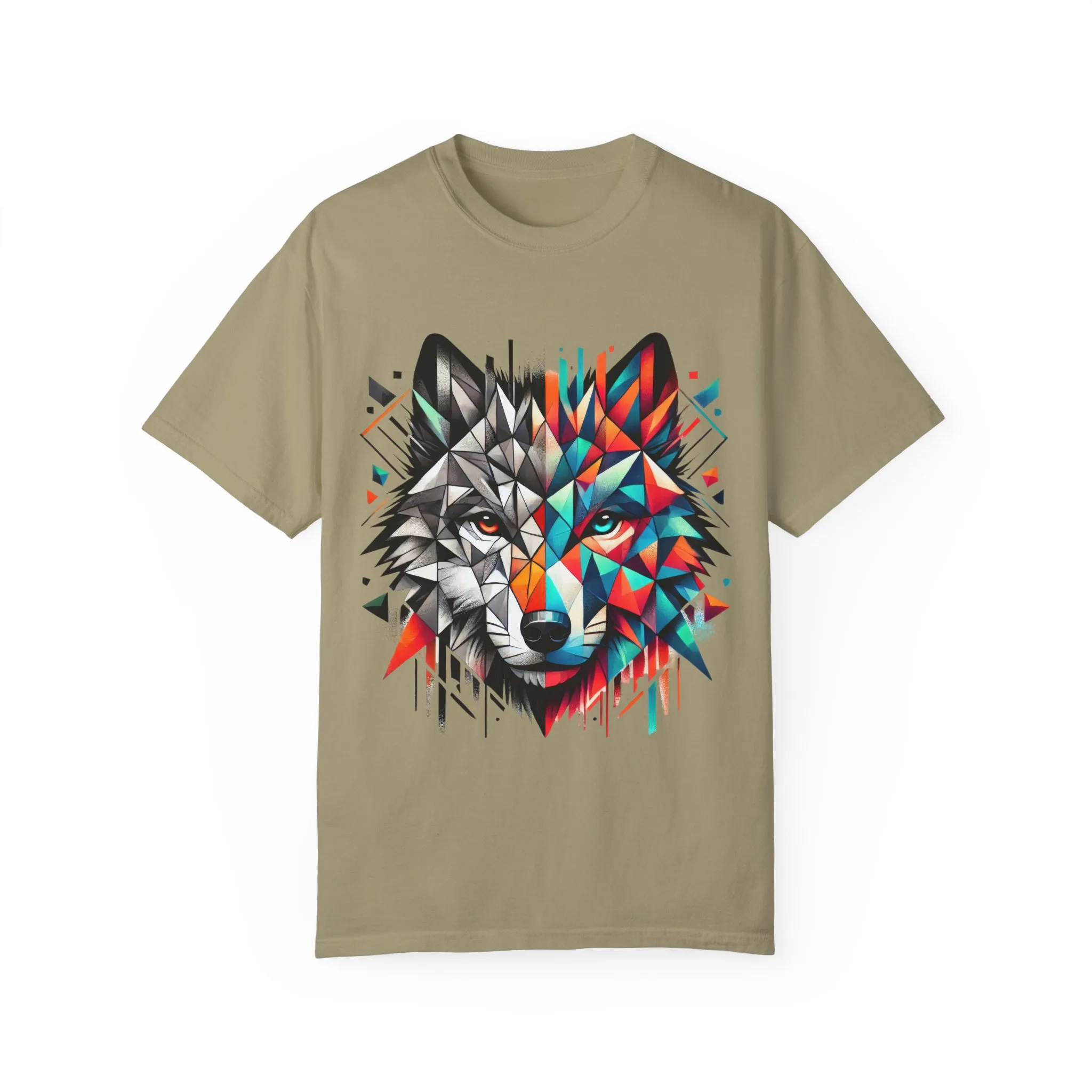 Vibrant Wolf Design Unisex Garment-Dyed T-Shirt - Colorful Art Tee - Image 8