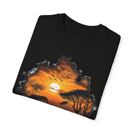 Sunset Safari Unisex Garment-Dyed T-shirt - Nature Inspired Graphic Tee - Image 2