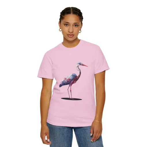 Geo Crane Unisex Garment-Dyed T-Shirt – Stylish Bird Graphic Tee for Nature Lovers - Image 60