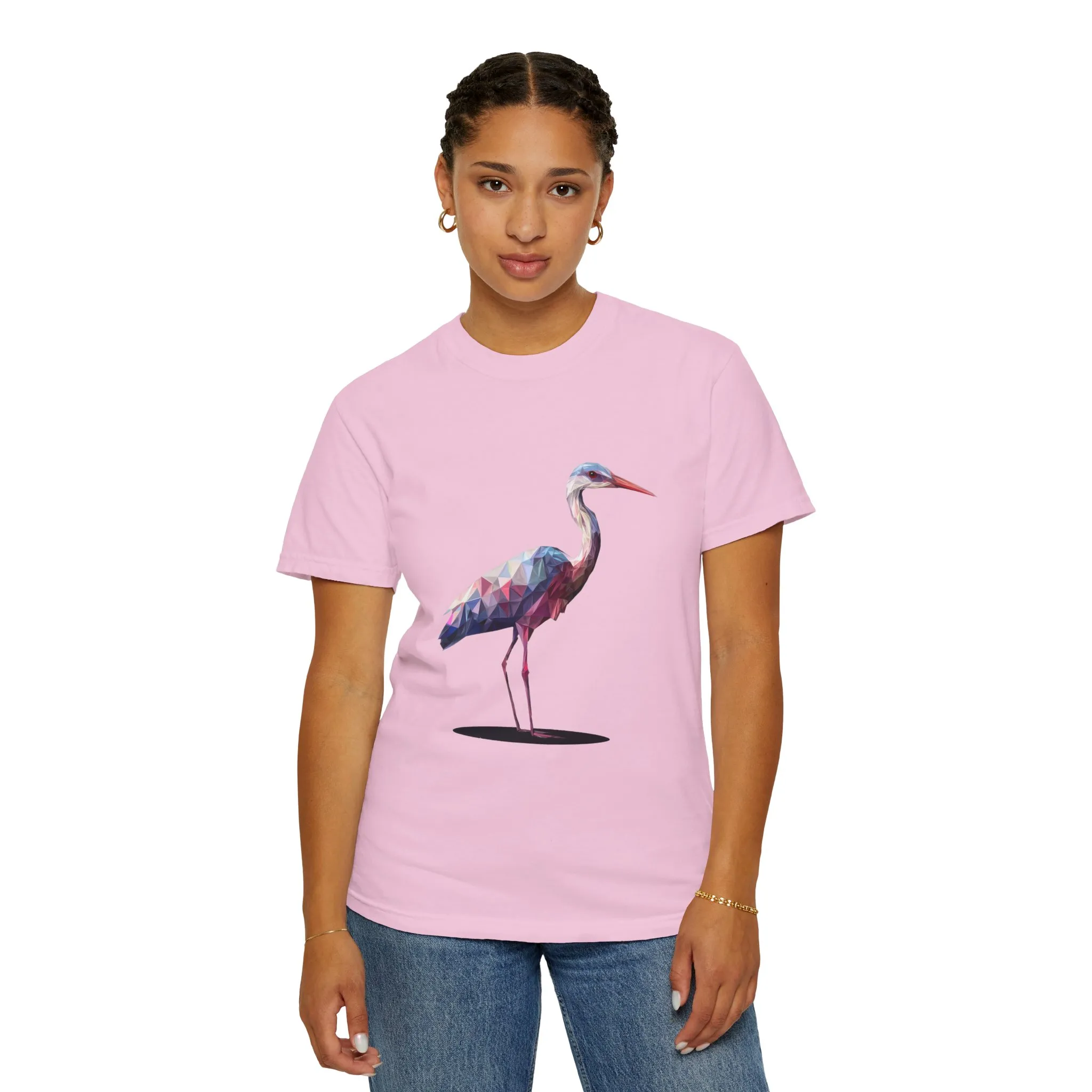 Geo Crane Unisex Garment-Dyed T-Shirt – Stylish Bird Graphic Tee for Nature Lovers - Image 60
