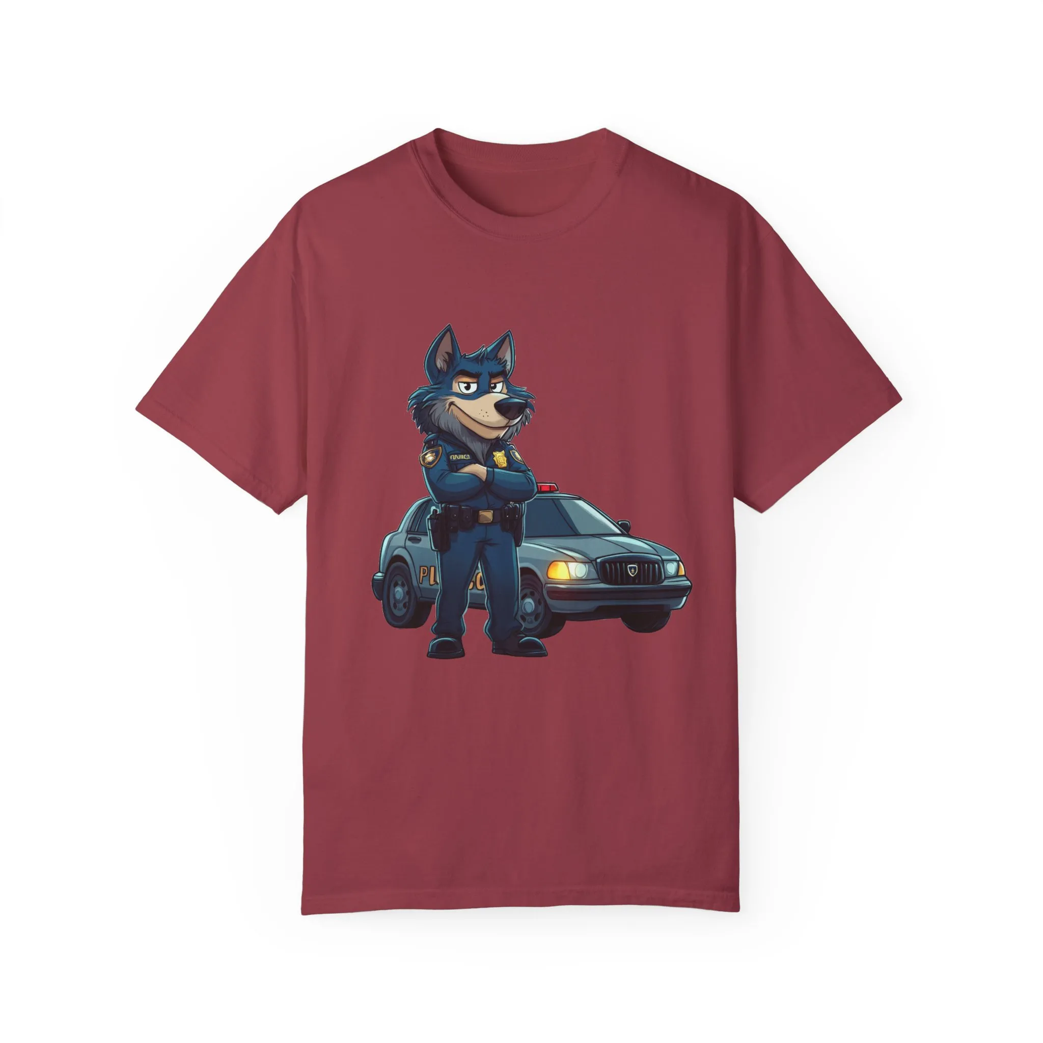 Cute Cartoon Police Dog T-Shirt - Unisex Garment-Dyed Tee - Image 45