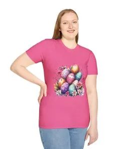 Easter Egg Floral Unisex Softstyle T-Shirt - Vibrant Spring Design