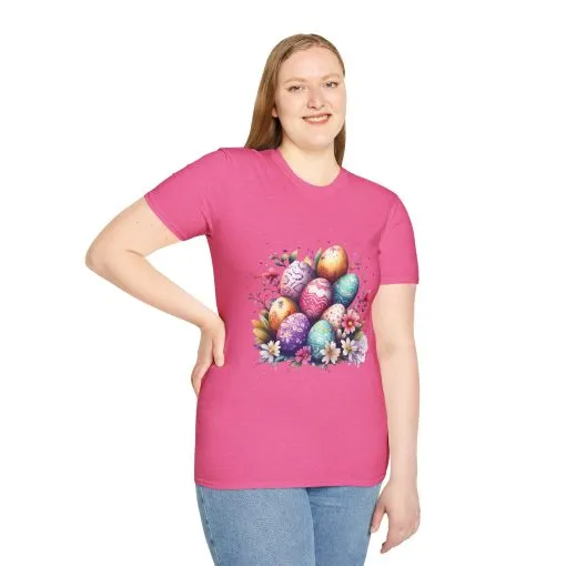 Easter Egg Floral Unisex Softstyle T-Shirt - Vibrant Spring Design