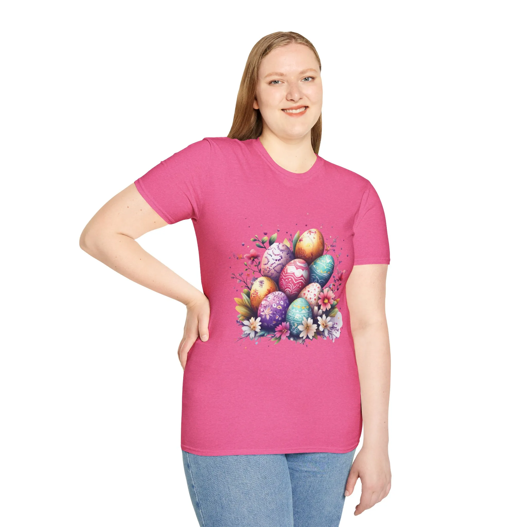 Easter Egg Floral Unisex Softstyle T-Shirt - Vibrant Spring Design